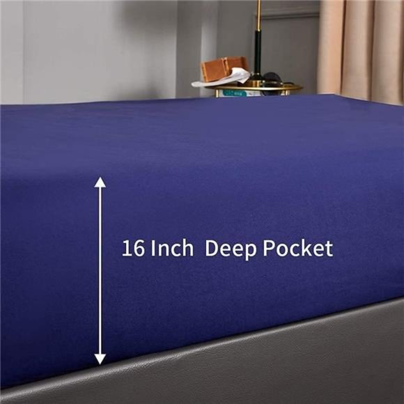 Bed Sheet Set King Size, Blue - Bedding Sheets & Pillowcases -  4 Piece - Picture 2 of 6
